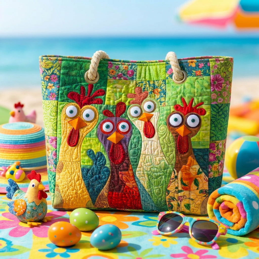 Funky Csirke – Kézzel Készített Strandtáska